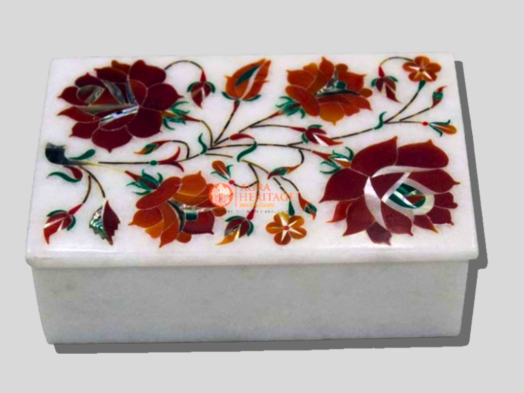 Handmade Carnelian Floral Jewelry Box Outlet