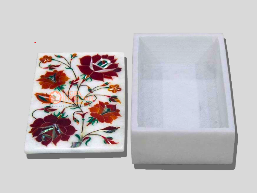 Handmade Carnelian Floral Jewelry Box Outlet