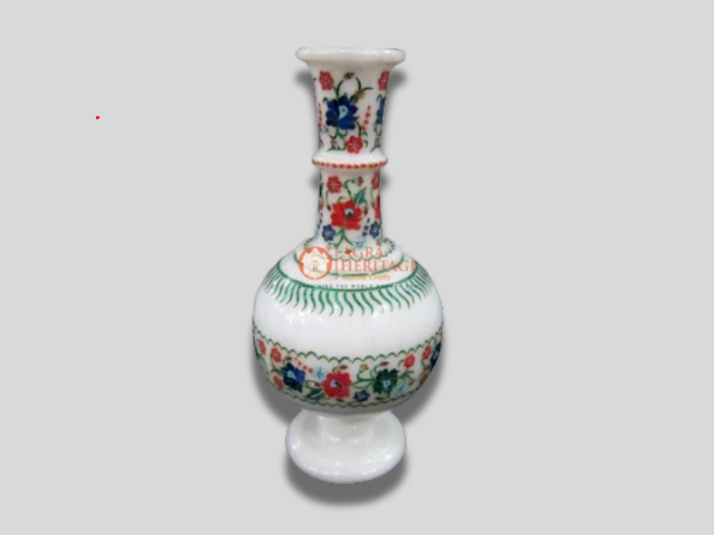 Decorative Marble Carnelian Multi Color Inlay Flower Vase