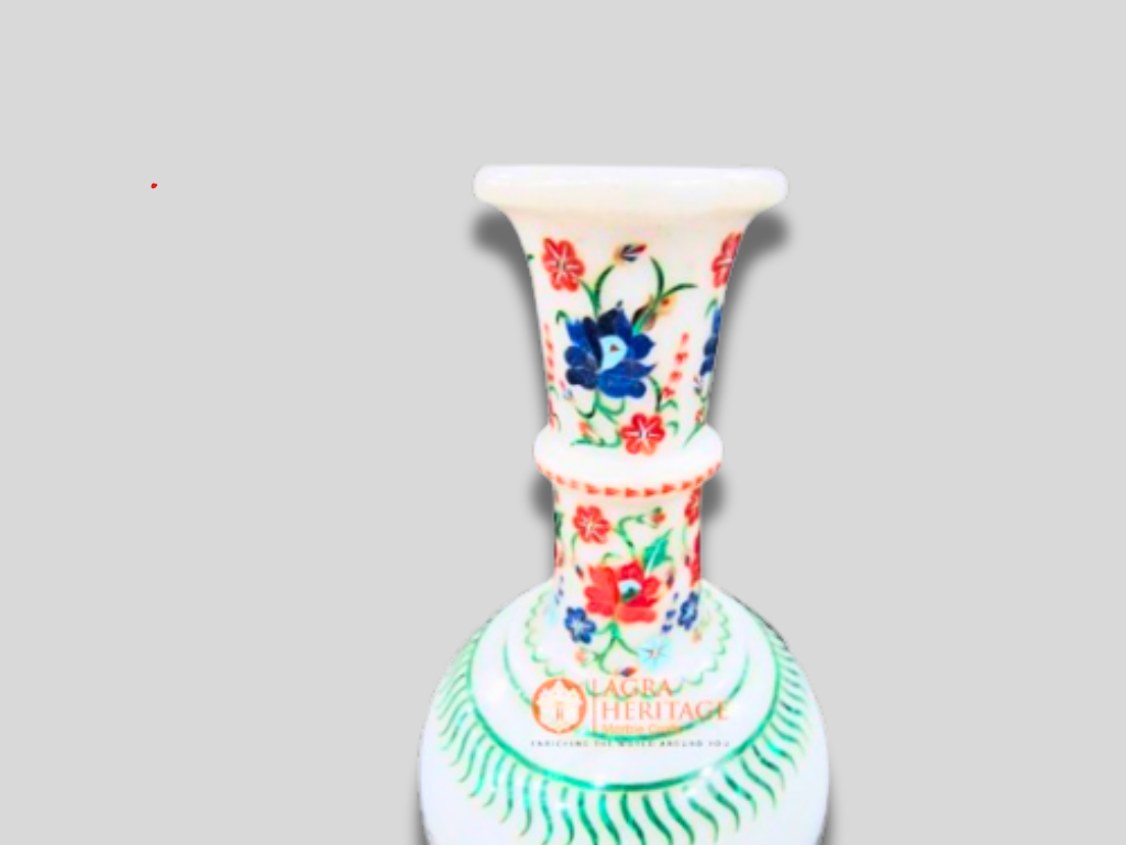 Decorative Marble Carnelian Multi Color Inlay Flower Vase
