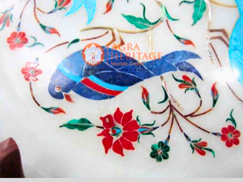Pauashell Semi Precious Stone Inlay Marble Kitchen Plate