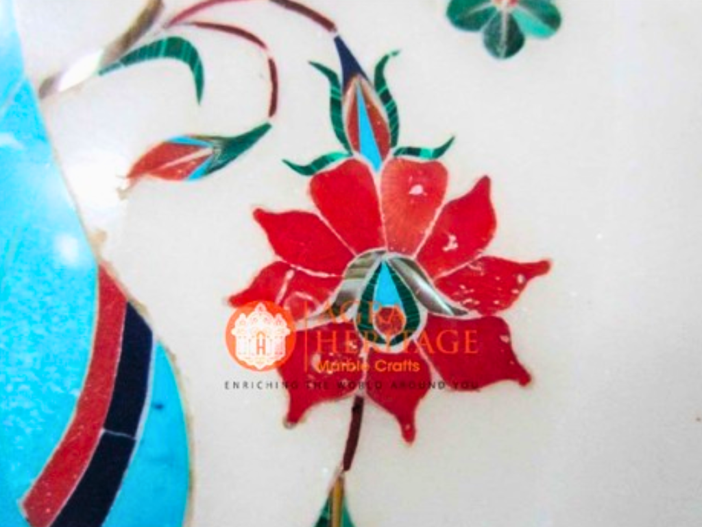 Pauashell Semi Precious Stone Inlay Marble Kitchen Plate