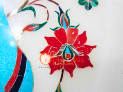 Pauashell Semi Precious Stone Inlay Marble Kitchen Plate