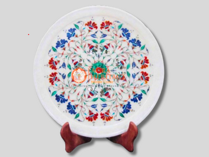 Pauashell Semi Precious Stone Inlay Marble Kitchen Plate
