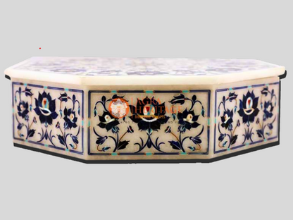 Marble Jewelry Vintage Box Lapis Floral Art