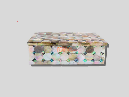 Antique Random Art Marble Jewelry Lidded Box
