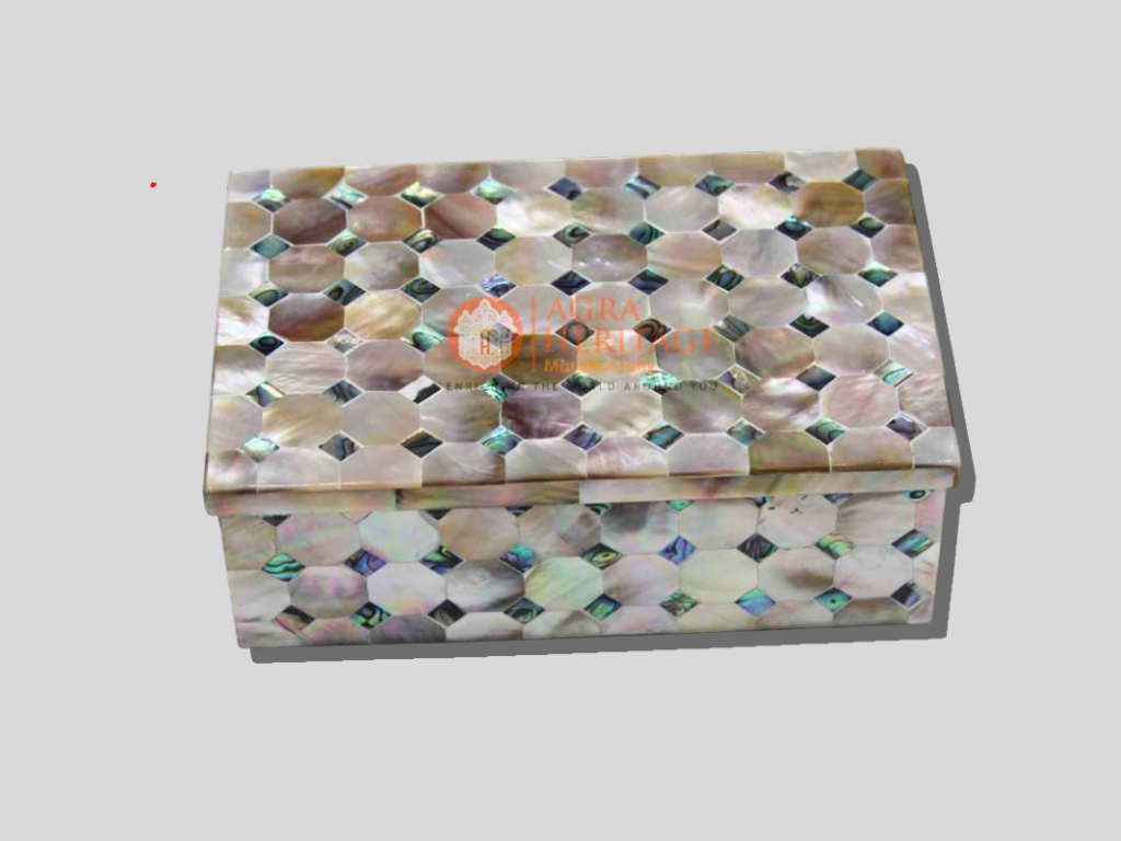 Antique Random Art Marble Jewelry Lidded Box