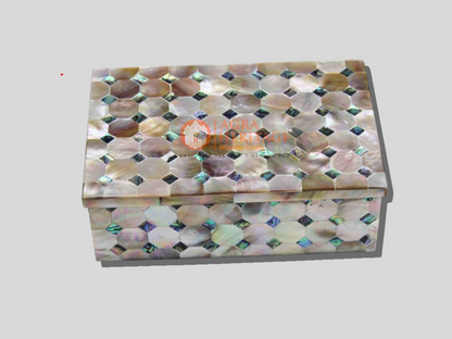 Antique Random Art Marble Jewelry Lidded Box