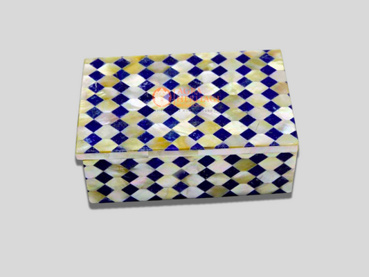 Marble Lidded Jewelry Box Mother of Pearls Art