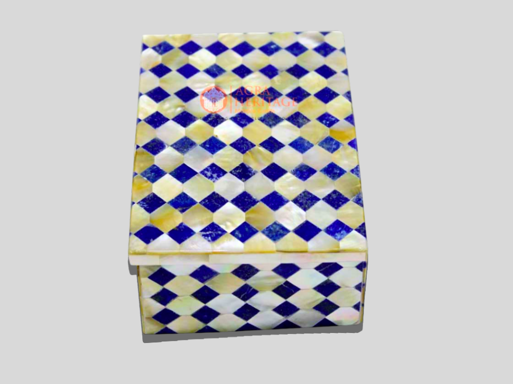 Marble Lidded Jewelry Box Mother of Pearls Art
