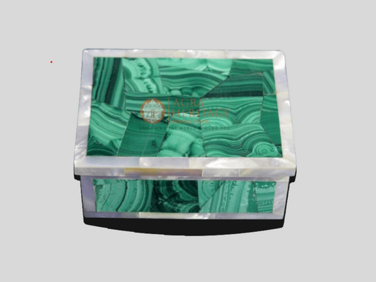 Marble Jewelry Box For Girls Malachite Stone Art