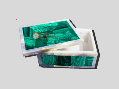 Marble Jewelry Box For Girls Malachite Stone Art