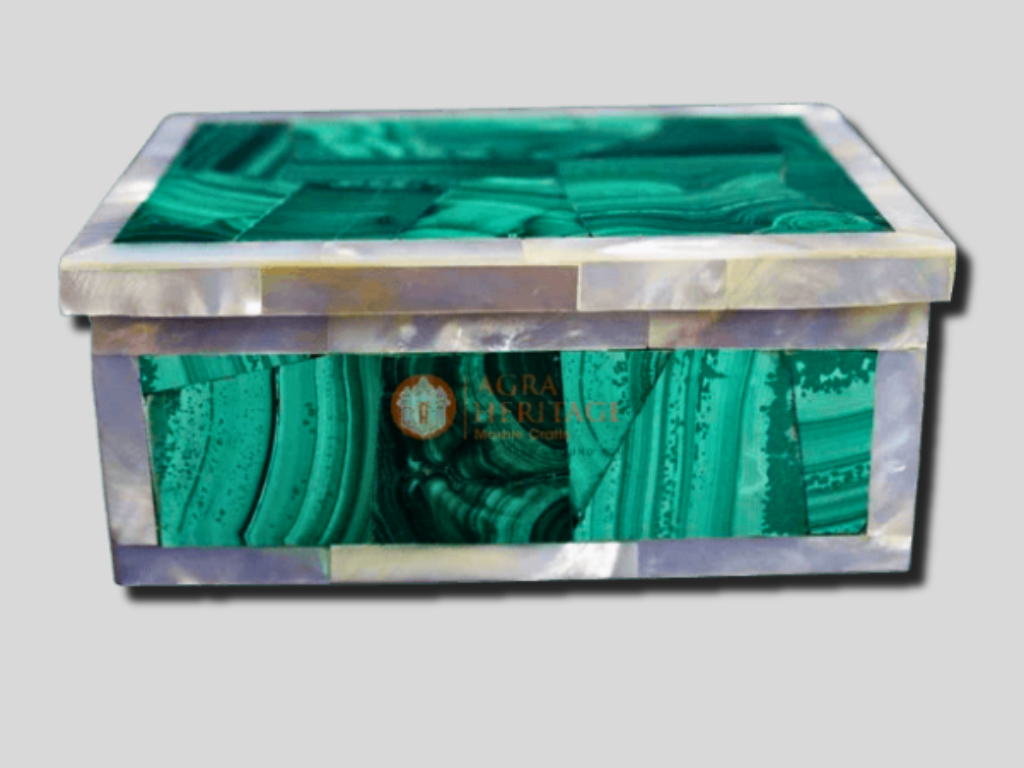 Marble Jewelry Box For Girls Malachite Stone Art