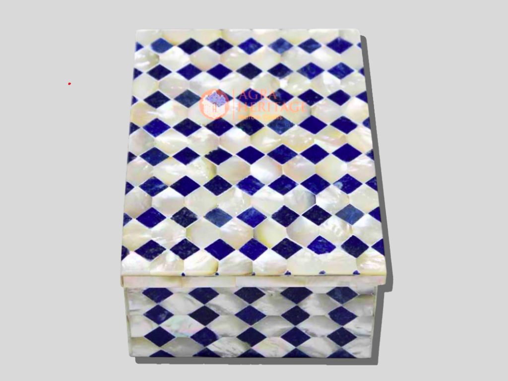 Marble Lapis Mother of pearls Jewelry Box