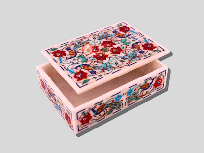 Peacock Semi Precious Stone Art Jewelry Box