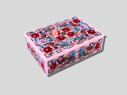 Peacock Semi Precious Stone Art Jewelry Box