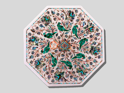Malachite Parrot Floral Jewelry Vintage Box