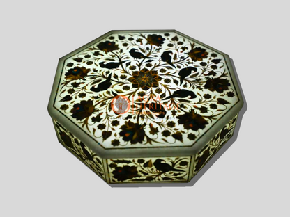 Malachite Parrot Floral Jewelry Vintage Box