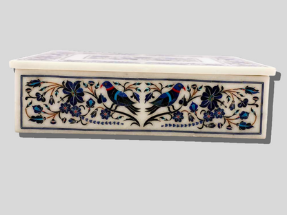 Stylist Jewelry Box Lapis Stone Birds Floral Art