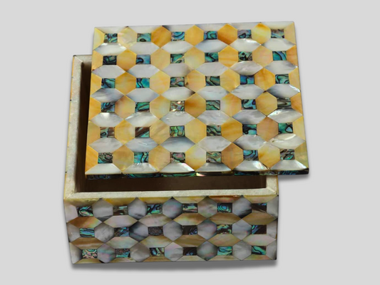 Real Mop Pauashell Stone Mosaic Art Vanity Box