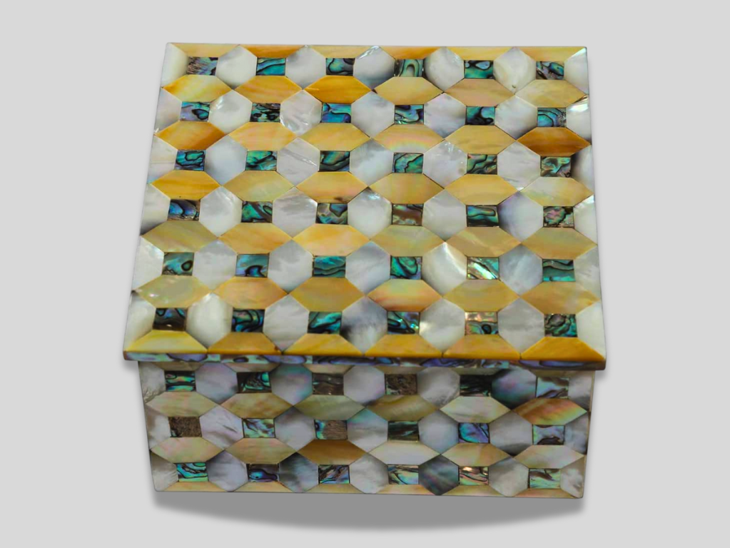 Real Mop Pauashell Stone Mosaic Art Vanity Box