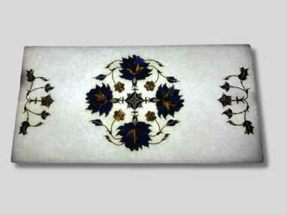 Marble White Lapis Floral Inlay Chopping Board
