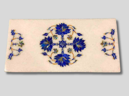 Marble White Lapis Floral Inlay Chopping Board