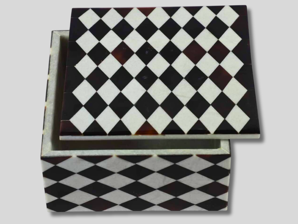 Marbles White Mosaic Art Jewelry Custom Box
