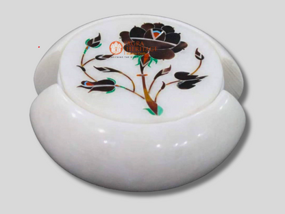 Marble Tea Holder Coaster Set Floral Art