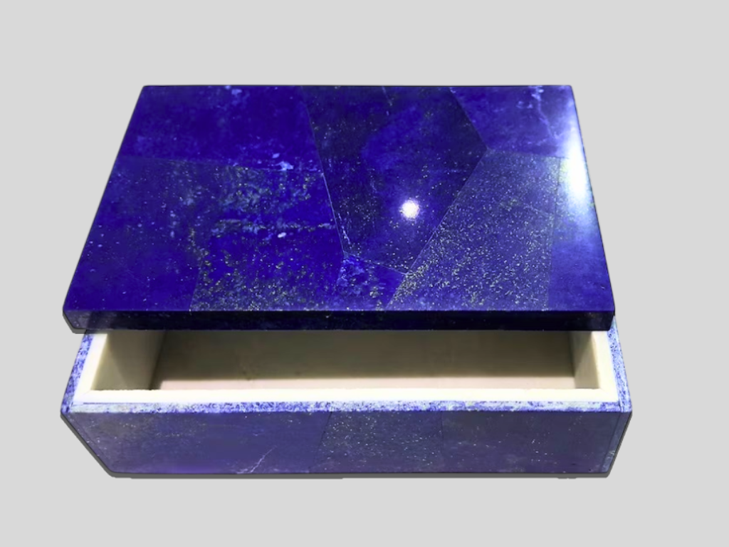 Handmade Marble Jewelry Box Cabinet Inlay Lapis Lazuli Marquetry Art