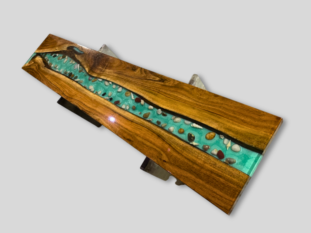 Epoxy Resin River Table, Customizable Restaurant Table Tops, Custom Live Edge Wooden Furniture