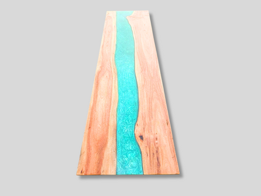 Custom Poplar Wood Blue River Epoxy Table Top for Dining Room Interior Exclusive Furniture