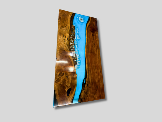 Natural Wood Rectangular Dining Table Handmade Resin River Custom Furniture