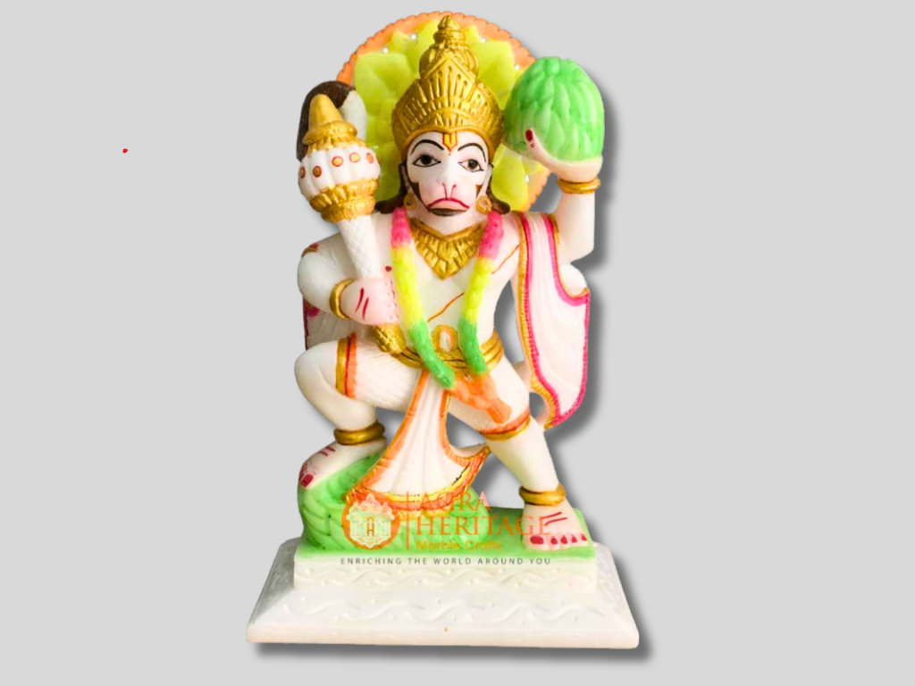 Italian Marble God Hanuman Statue Hand Painted Art – Heritage Marble Crafts