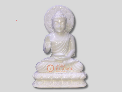 White Marble Sign of Calm Sleeping Budism Statue