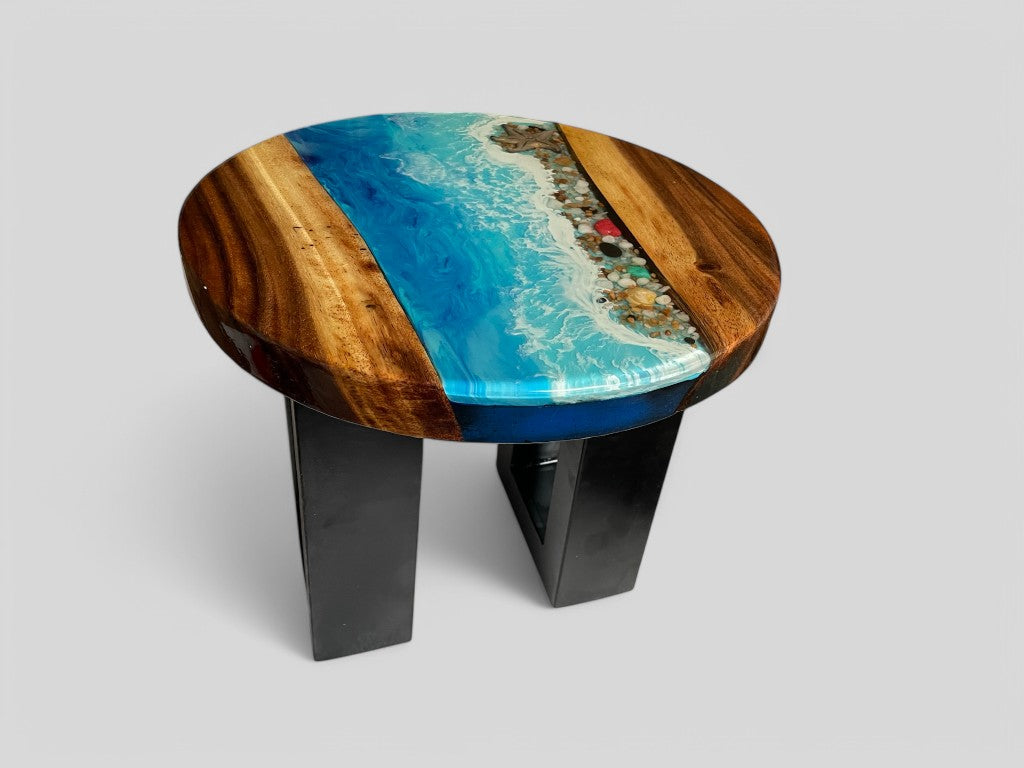 Ocean-Inspired Epoxy Resin Round Coffee Table Table Sale