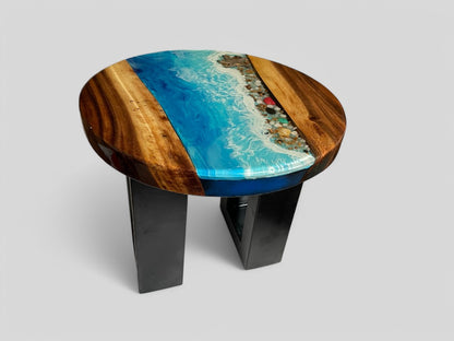Ocean-Inspired Epoxy Resin Round Coffee Table Table Sale