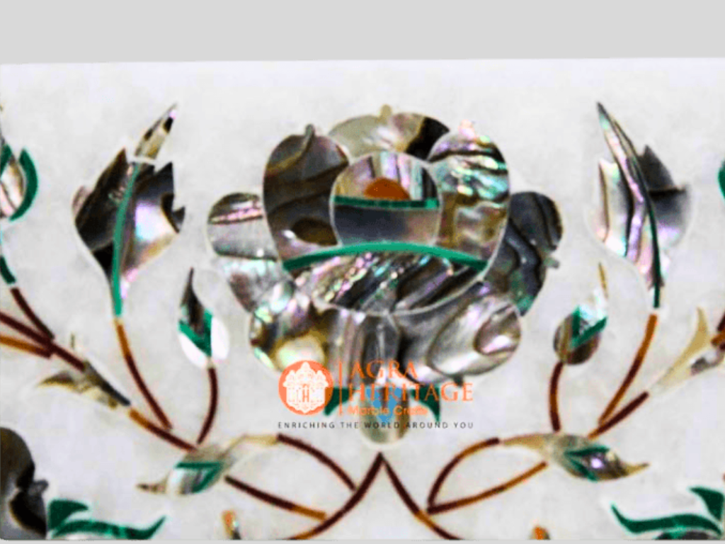Abalone Pauashell Stone Filigree Floral Marble Storage Box