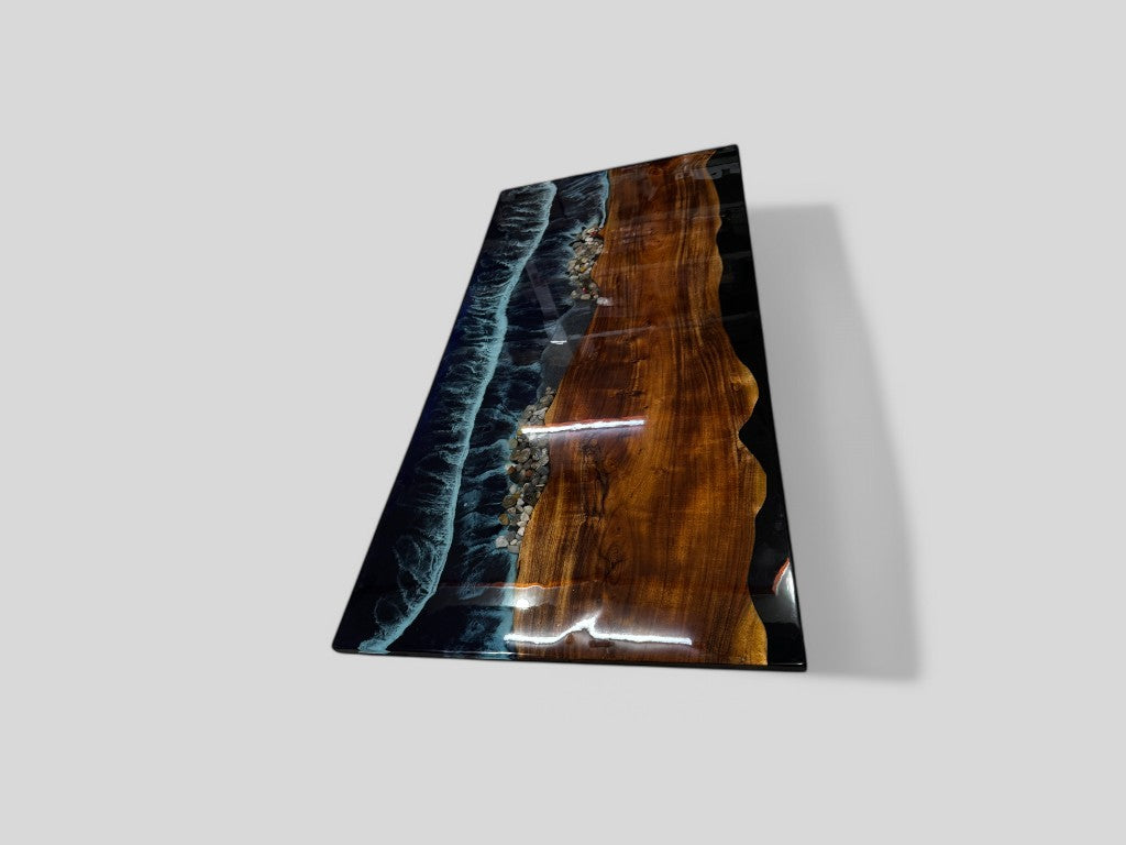 Made to Order Epoxy Wooden Dining Table Ocean Wave Design