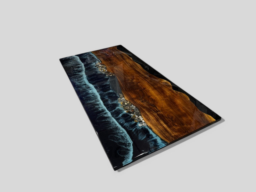 Made to Order Epoxy Wooden Dining Table Ocean Wave Design
