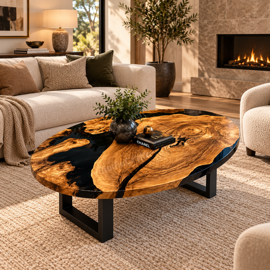 Custom Epoxy Wooden Table Top Perfect for Home & Office Decor