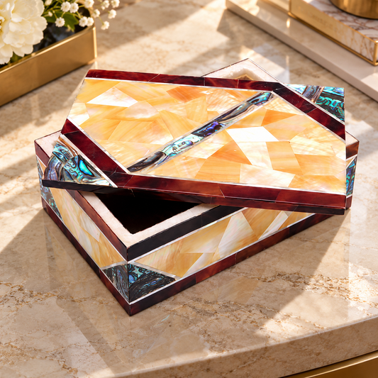 Mosaic Gemstone Inlaid Marble Jewelry Box Handmade Special Gift For Wedding