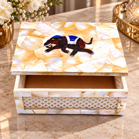 Vintage Storage Marble Trinket Box Handmade Random Artwork Wedding Gift