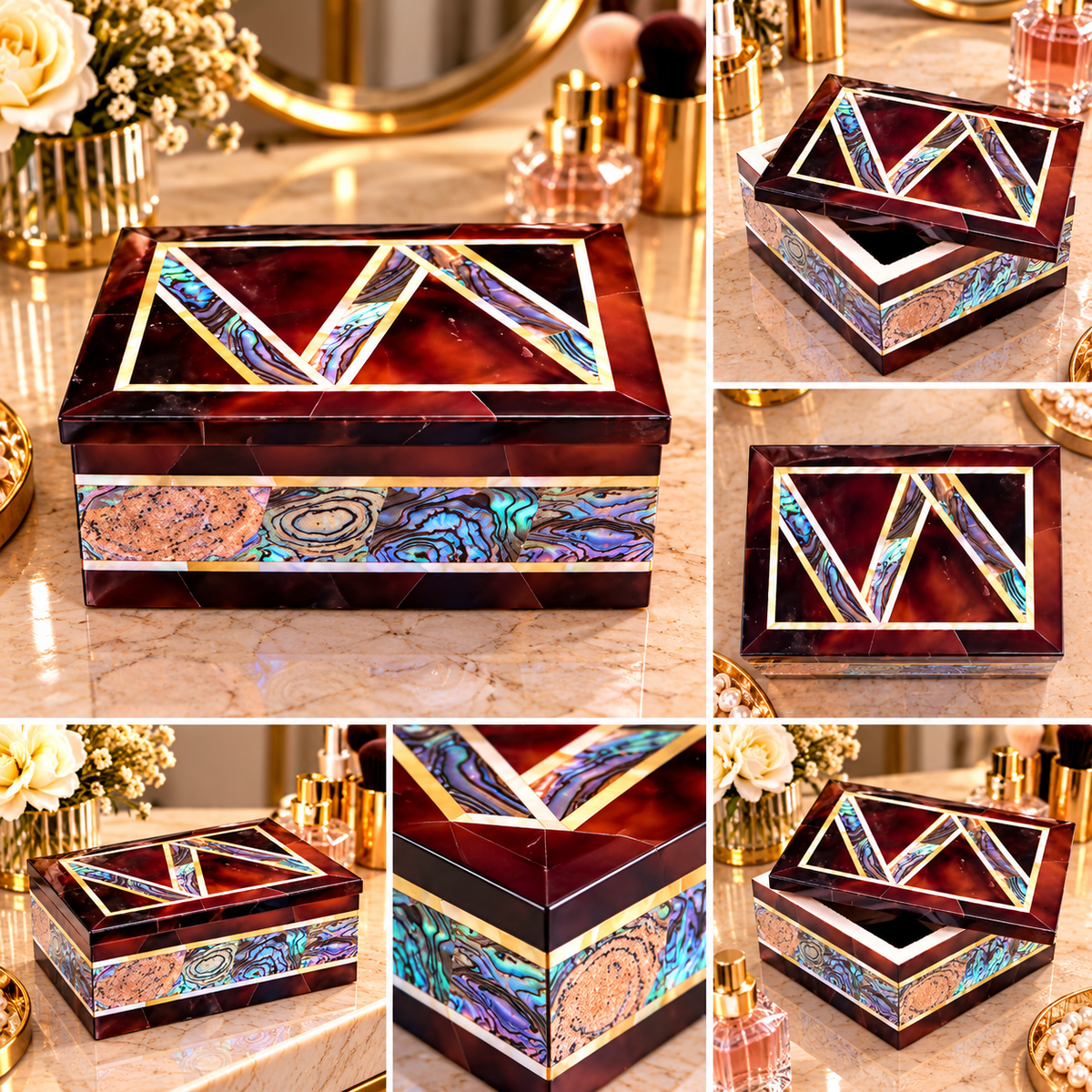 Made In India, Unique Mosaic Gem Stone Art Custom Jewelry Box Gift For Him