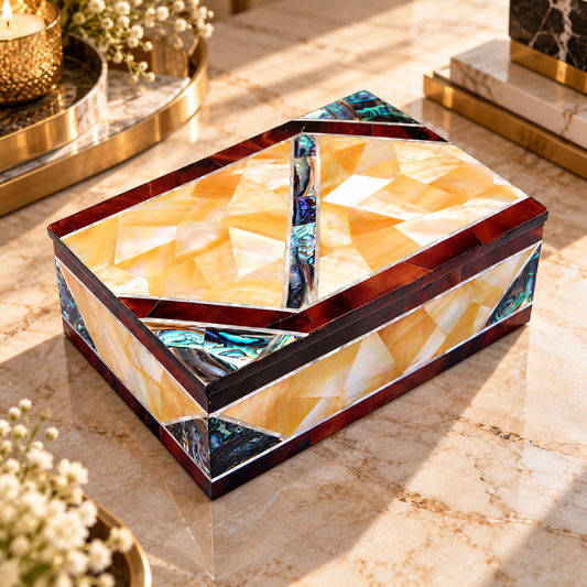 Mosaic Gemstone Inlaid Marble Jewelry Box Handmade Special Gift For Wedding