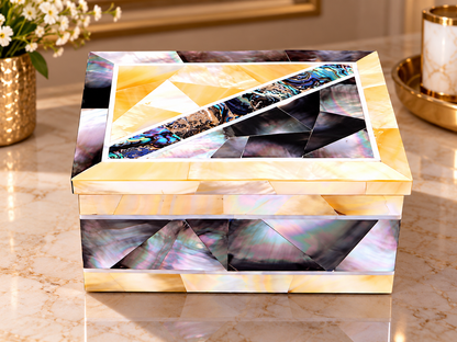 Decorative Inlay Marble Jewelry Vanity Box Handmade Unique Mosaic Stone Art