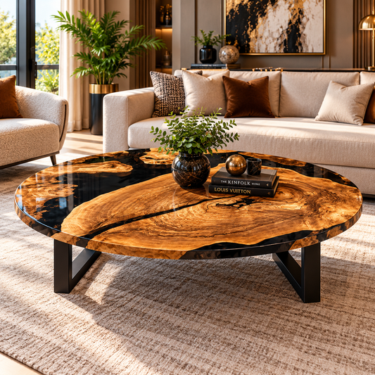 Custom Epoxy Wooden Table Top Perfect for Home & Office Decor