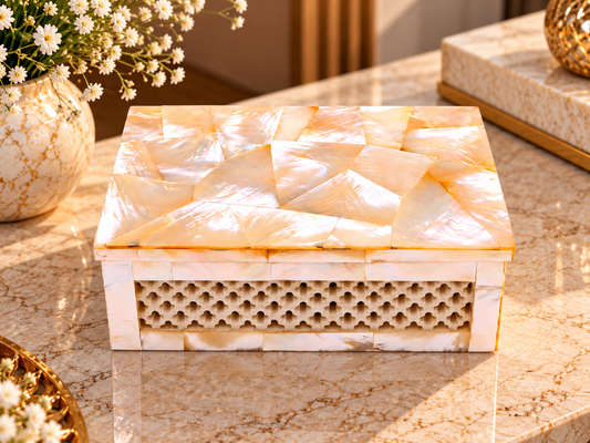 Most Precious Filigree Design Trinket Jewelry Box Handmade MOP Inlay Art