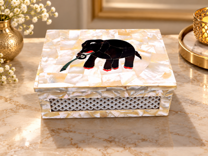 Personalized Gift Marble Jewelry Box, Mop Inlaid Handmade Mosaic Design Decor