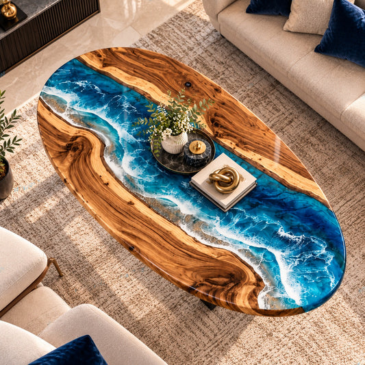Epoxy Resin Dining or Coffee Table Custom Made Resin River Furniture